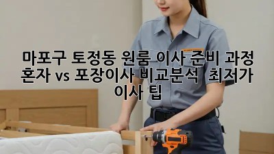 마포구 토정동 원룸 이사 준비 과정: 혼자 vs 포장이사 비교분석 & 최저가 이사 팁! 🤩